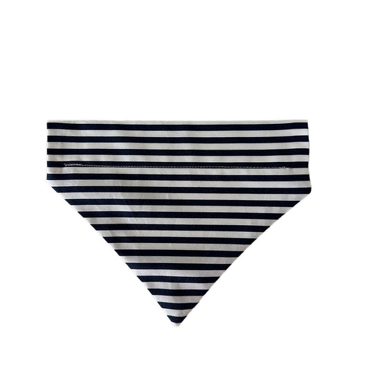 Bandana Streips Glas Tywyll a Gwyn | Navy and White Stripes Bandana